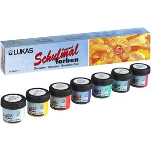 Lukas-Nerchau Farbkasten Schulmalfarben S 7, 7 Farben inkl. Deckweiß, je 18ml