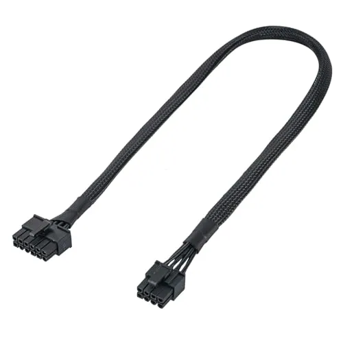 YieJoya PCIE Kabel für Be Quiet Netzteil, PSU 12 Pin Stecker auf PCIe 8 Pin (6+2) Stecker,Ummanteltes Kabel,Strom nur für die Grafikkarte