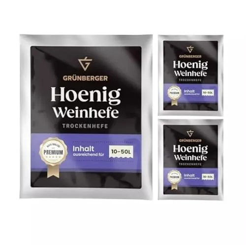 Grünberger Honigweinhefe Trockenhefe für 10-50l Met Honig Wein Hefe Grunberger - 3 Stück