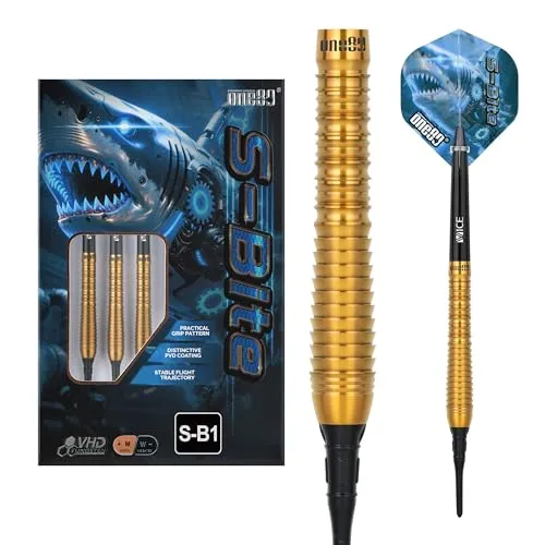 ONE80 Sbite-S VHD 90% Tungsten Softdart Set – Präzise Softtip Darts mit VHD Grip für E-Dart Automaten, Profi Qualität mit starkem Preis-Leistungs-Verhältnis (Sbite-S B1, 18 Gramm)