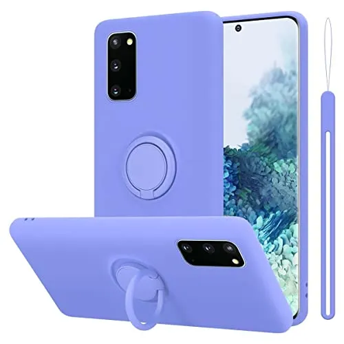 Cadorabo Hülle kompatibel mit Samsung Galaxy S20 Schutzhülle TPU Silikon Case Liquid Design mit Ring Slim Kratzfest Liquidsilikon Microfaser mit Rundumschutz Case Hülle für Galaxy S20 in Lila