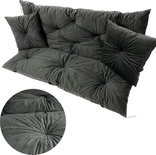 Kissen für Hollywoodschaukel Set 120x60x50 Sitzkissen Bankkissen Gartenkissen Bankauflage für Gartenbank Velour