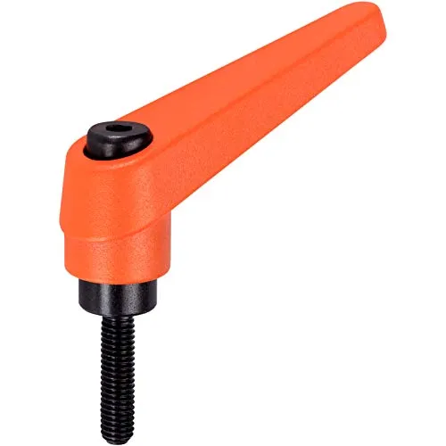 HALDER 24400.0591 Verstellbare Klemmhebel, Orange, d1=25 mm / d2=M12 / l1=80 mm