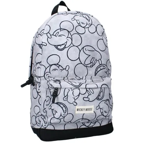 Vadobag Kinder Schul-Rucksack grau | Mickey Mouse - Sport - Geräumiger Rucksack mit Mickey Mouse Motiv, ideal für Schule und Reisen, mit gepolsterten Tragegurten und abwaschbarem Material.