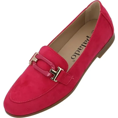 Palado Loafer Damen Olvah – elegante Halbschuhe - Slipper im zeitlosen Design - Sommerschuhe - modisch und bequem Pink UK5,5 - EU38