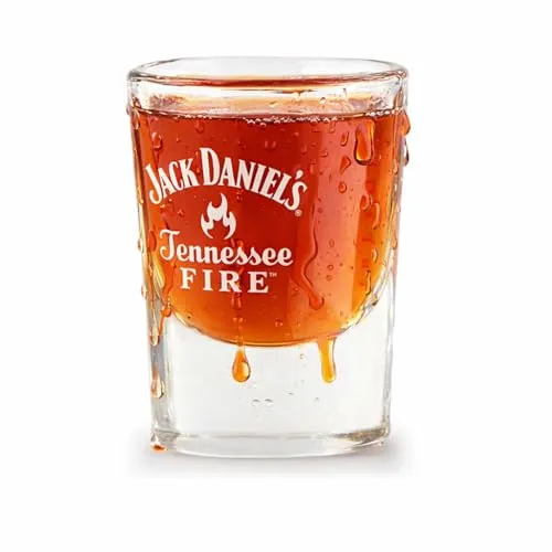 Jack Daniel Tennessee Fire Schnapsglas (quadratischer Boden, robustes Schnapsglas)