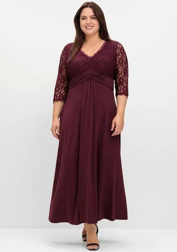 Sheego Etuikleid Abendkleid 3/4-Arm mit Oberteil aus floraler Spitze