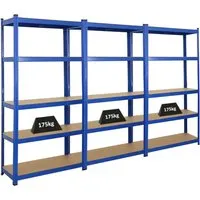 PROREGAL Mega Deal 3X Schwerlastregal Ragnar 180x90x40cm - Lagerregale mit 175kg Fachlast pro Ebene, ideal für Garagen und Werkstätten. Robuste Stahlkonstruktion und einfacher Aufbau in nur 20 Minuten!