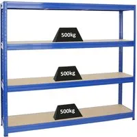 PROREGAL Schwerlastregal Dino Extra Breit 180x200x45 cm - Lagerregal mit hoher Traglast von 500 kg pro Ebene, flexibel anpassbar und ideal für Werkstätten und Garagen. Robuste Stahlkonstruktion für langlebige Nutzung.