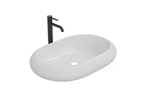 HAGO Aufsatzwaschbecken Keramik oval 63x42x12cm - Elegantes Design für Ihr Badezimmer - Waschbecken aus kratzfester Keramik, ideal für moderne Badezimmer. Das stilvolle Kieselstein-Design und die einfache Installation machen es zur perfekten Wahl.