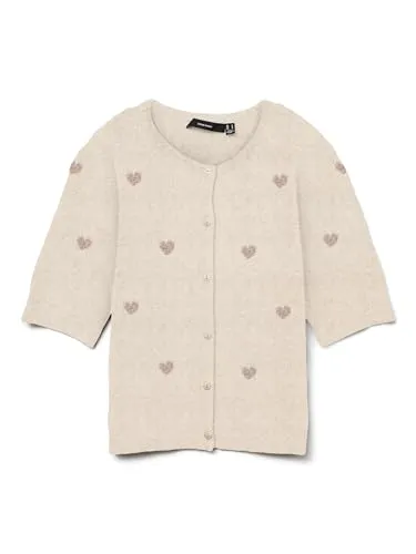 VERO MODA VMDOFFY Strickjacke für Frauen - Moderne Strickjacke mit Rundhalsausschnitt und Halbarm, gefertigt aus nachhaltigen Materialien für einen stylischen Look im Alltag.