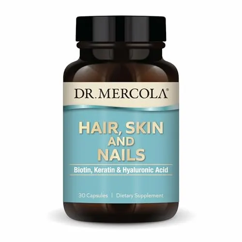 Dr. Mercola Haare, Haut und Nägel Kapseln - Biotinpräparate mit Biotin, löslichem Keratin und Hyaluronsäure für gesunde Haare, Haut und Nägel, glutenfrei und sojafrei, 30 Portionen.