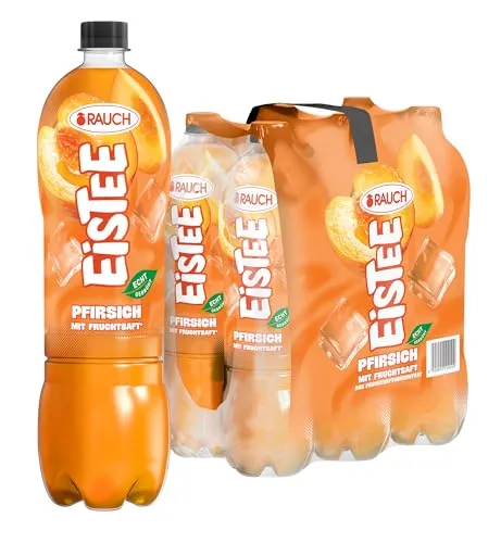 Rauch Eistee Pfirsich | Eis Tee par Excellence mit Hagebutte | Ideal für Tee Trinker | Unwiderstehlicher Durstlöscher | 6x 1,25 Liter PET Flasche
