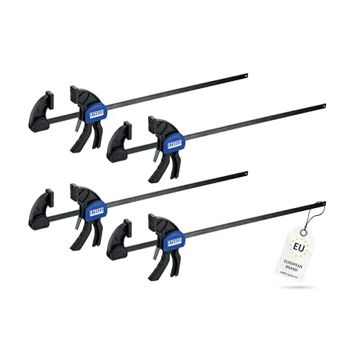 STROXX® 4x Einhandzwinge |Spannweite: 300mm| Klemmkraft je Zwinge: 159 Kg | Ausladung: 80mm | Schraubzwinge | Spanner | Zwinge | Einhandzwinge | mit Gummipads und Quick Release Funktion