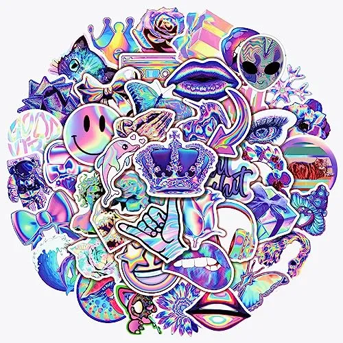 Produktbild PRETTYSUNSHINE Aesthetic Sticker Set 50 Stück, Wasserfeste Graffiti VSCO Aufkleber für Laptop, Skateboard, Auto, Motorrad, Fahrrad, Scrapbook, Anime Sticker für Mädchen