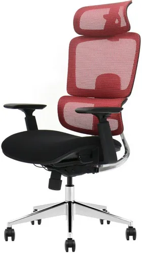 LMG Germany Ergonomischer Bürostuhl mit roter Rückenlehne - Ergonomischer Bürostuhl mit markanter roter Rückenlehne und atmungsaktivem Mesh-Sitz. Ideal für komfortables Arbeiten im Büro oder Homeoffice. Verstellbare Funktionen sorgen für individuellen Sitzkomfort.