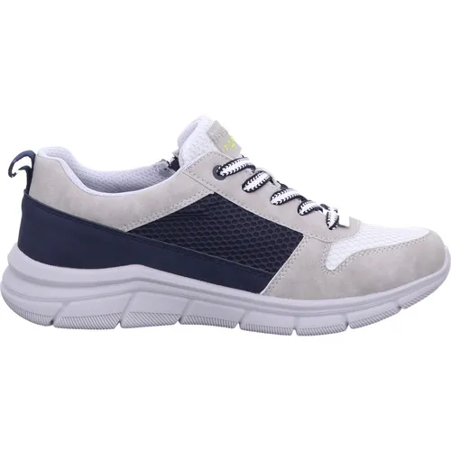 Bugatti Herren Sneaker 341-AFA07-5069 - Hellgrau/Blau, Gr. 44 - Modischer Sneaker für Herren mit flexiblem Laufsohle und Wechselfußbett für individuellen Komfort. Ideal für lässige Freizeitlooks.
