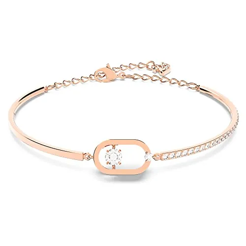 Swarovski Una Armband, Weiss, Roségold-Legierungsschicht - Eleganter Damenarmreif mit funkelnden Swarovski Kristallen, 16 cm lang, ideal für jeden Anlass und ein perfektes Geschenk.