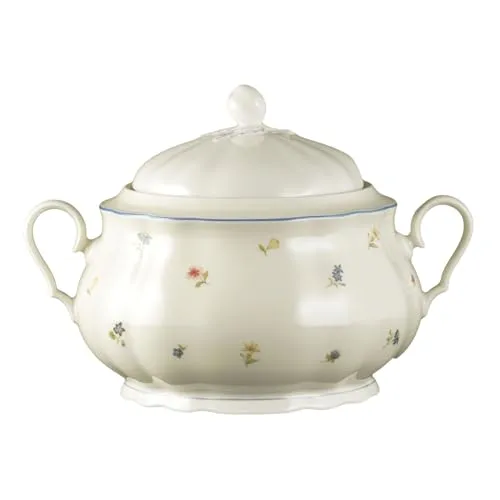 Seltmann Weiden Geschirr-Set Terrine für 12 Personen - Marie Luise Streublume 30308 - Elegantes Geschirr-Set für 12 Personen aus hochwertigem Porzellan. Mikrowellengeeignet und spülmaschinenfest – ideal für festliche Anlässe.