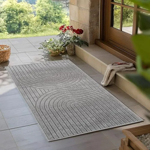Carpetsale24 Outdoor Teppich 80x150 cm - Stylischer Kurzflor-Teppich mit Hoch-Tief-Effekt, ideal für Wohn- & Schlafzimmer oder Outdoor-Bereich. Pflegeleicht, waschbar und OEKO-TEX zertifiziert für ein sicheres Zuhause.