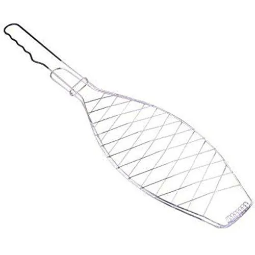 Fischbräter, Gesamtgröße 41 x 14cm, mit beschichtetem Griff , Fischwender, Fischgriller, Grillfischklammer