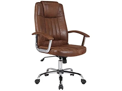 Duo Collection Chefsessel Bill - Bürostuhl mit verstellbarer Sitzhöhe und gepolsterten Armlehnen für optimalen Komfort während der Arbeit. Vintage-Design und robustes Metallgestell bieten Stil und Langlebigkeit.