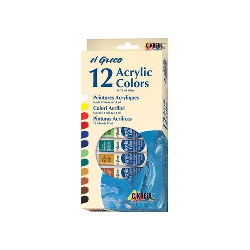 Kreul Acrylfarben El Greco auf Wasserbasis schnell trocknent 12er Set
