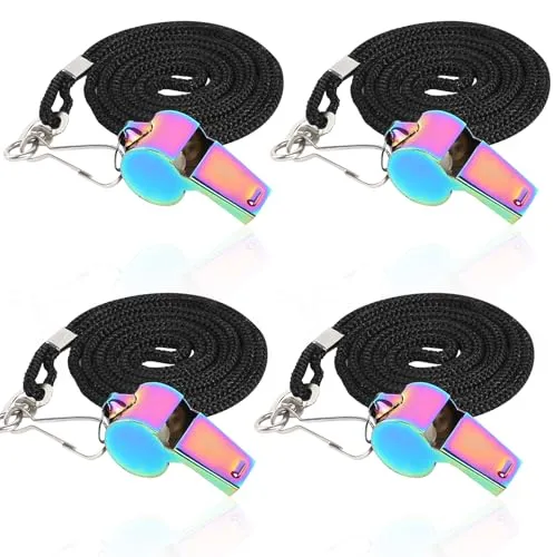 Stück Trillerpfeife, Edelstahl Trillerpfeife mit Schlüsselband Sportpfeifen Bunt Pfeife, Trillerpfeife Kinder Schiedsrichter Pfeife Whistle für Schulsport Fußball Hundetraining Sportunterricht 4