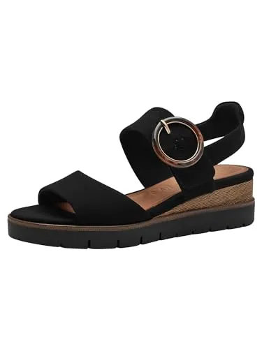 Tamaris Sandalette 1-28206-42 007 - Wanderschuhe mit bequemen Klettverschluss für individuelle Passform und hochwertigem Leder-Obermaterial, ideal für stilvolle Outdoor-Abenteuer.
