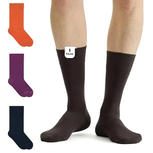 von Jungfeld - 1 Paar Herren Socken aus Bio-Baumwolle - Strumpf Herrensocken in Gr. 35-38 Chestnut Brown