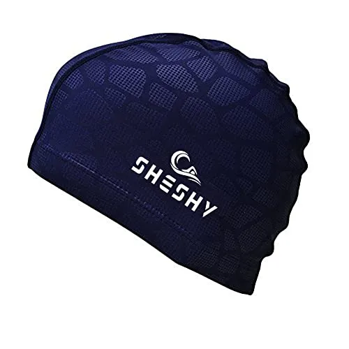 SheShy Badekappe Schwimmkappe, Schwimmhaube, Badekappe, Flexible Kappe Wasserdicht Feuchtigkeitsbeständige Badehut Nylon Spandex Stoff Baumwolle & PU-Faser Badekappe für Erwachsene Männer und Frauen