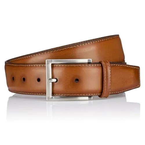 LINDENMANN Premium Ledergürtel Handmade in EU 35 mm cognac, Farbe/Color:braun, Size US/EU:Bundweite 110 cm Gesamtlänge 125 cm W 43.3 XL
