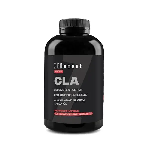 Produktbild CLA Konjugierte Linolsäure 3000 mg pro Portion – 200 Weichkapseln mit schneller Absorption aus Safloröl 80 % (2 Monate) – Sport‑Supplement – Hohe Konzentration – Zenement