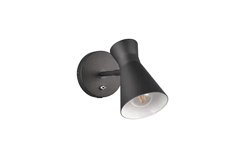 lightling Wandlampe Eduard, Wandspot Strahler, mit Schalter, schwenkbar, IP20 Indoor, exkl. 1 x E27 max. 10W, Höhe 16 cm, Breite 11 cm, Metall, schwarz matt