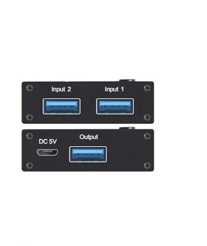 USB 3.0 Switch für 2 PC, 2 Computers Umschalter für USB Gerät, Scanner, Drucker, Tastatur, Maus, USB Sticks, Festplatten