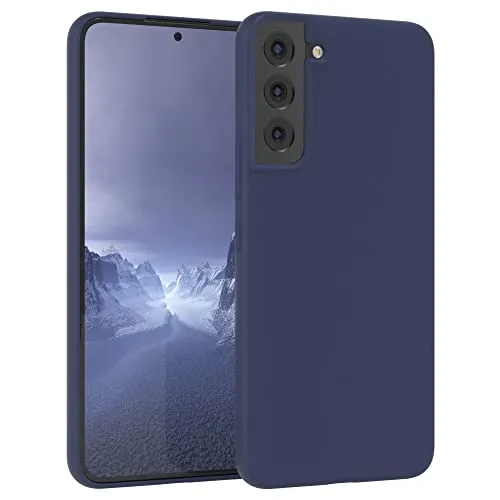 EAZY CASE Premium Silikon Handyhülle kompatibel mit Galaxy S22 Plus 5G Slimcover mit Kameraschutz und Innenfutter, Silikonhülle, Schutzhülle, Bumper, Handy Case, Hülle, Softcase, Nacht Blau