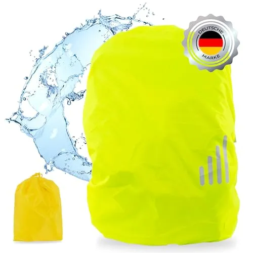 ECENCE Regenschutz Rucksack Gelb Regenbezug Rucksack 15-35L Regenhülle Schutzhülle für Schulranzen, Wasserdichter Rucksack-Überzug mit Aufbewahrungsbeutel