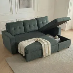 riess-ambiente Ecksofa APARTMENT 205cm grün Cord 3-Sitzer mit Bettfunktion - Modernes Ecksofa aus hochwertigem Cord mit praktischer Schlaffunktion und Stauraum. Ideal für drei Personen, flexibel platzierbar und stilvoll in jedem Wohnraum.