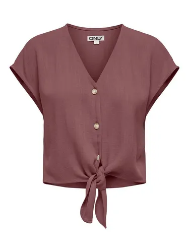 ONLY Kurzarmbluse ONLSIESTA SS KNOT LIN BL SHIRT PNT NOOS Viskosemischung, regular fit