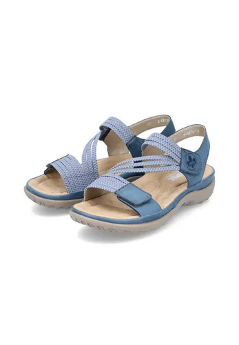 Rieker Damen Klassische Sandalen 64870 - Wanderschuhe mit flachem Absatz, ideal für Sommerausflüge; bequemes Kunstleder und Klettverschluss sorgen für perfekten Sitz und Tragekomfort.