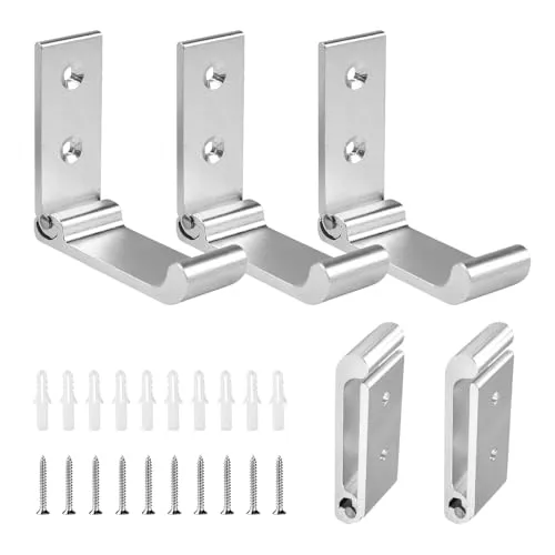 VGECEE 5 Stück Faltbare Wandhaken Klappbare Kleiderhaken 90° Klapphaken Aluminiumlegierung Wandhalterungshaken Unsichtbare Garderobenhaken Silber Wandhandtuchhaken für Küche Bad Wand Jacke Schlüssel