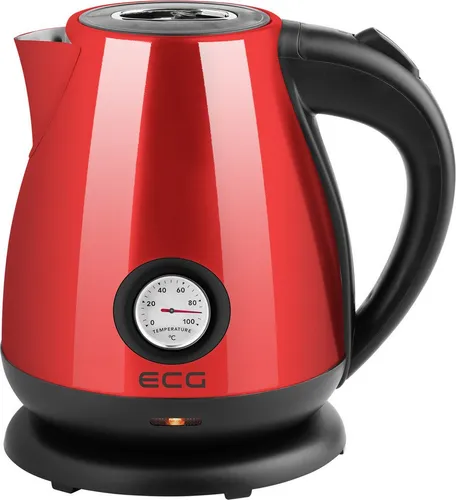ECG RK 1705 Metallico Rosso Wasserkocher 1,7 l - Rot - Wasserkocher mit 1,7 l Volumen, hochwertigem Edelstahl und verstecktem Heizkörper. Ideal für Tee, Kaffee und Babynahrung mit 360° drehbarer Basis und automatischer Abschaltung für höchste Sicherheit.