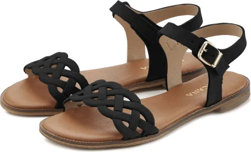 LASCANA Sommerschuh Sandale für Damen, Gr. 40, schwarz - Wanderschuhe: Elegante Riemchensandale aus 100% Rindsleder mit Cut-Outs und weicher Innensohle für höchsten Komfort, ideal für den Sommer.
