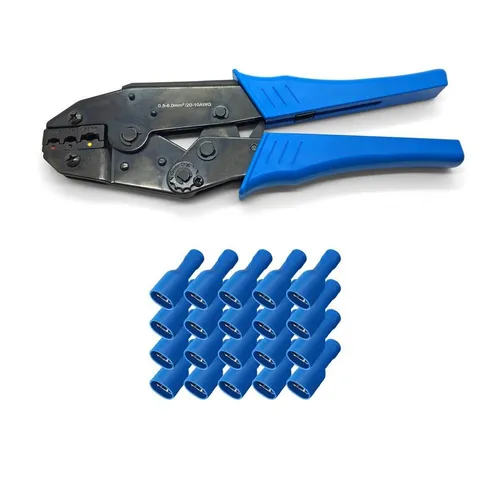 ARLI Crimpzange ARLI Handcrimpzange 0,5 - 6 mm² + 100 Flachsteckhülsen 1,5 - 2,5 mm²