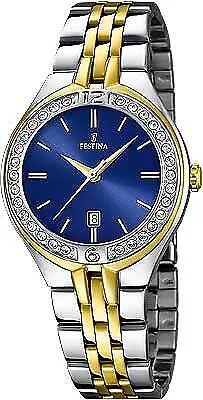 Festina 16868_3 Damenuhr - Elegante Damenarmbanduhr mit Quarzwerk, silbernem Edelstahlarmband und blauem Zifferblatt. Ideal für jeden Anlass und kommt mit 3 Jahren Verkäufergarantie.
