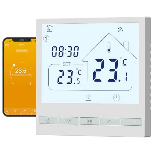 Beok Smart Thermostat Heizungsthermostat Raumthermostat WiFi-Thermostat Intelligente Thermostate für Gas/Wasser Kessel Fußbodenheizung Kompatibel Alexa,Google Assistant 3A TOL47WIFI 230v