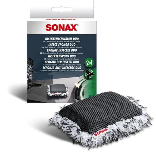 SONAX InsektenSchwamm Duo - Materialschonende Reinigung für Ihr Fahrzeug - Handschuhe, Mützen & Schwämme - Entfernt mühelos Insektenreste und Vogelkot ohne Kratzer, ideal für Lack, Glas und Kunststoff.