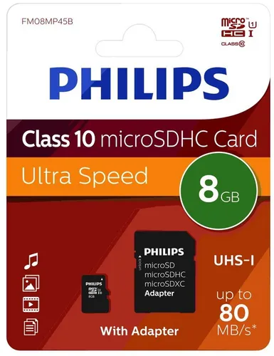 Philips Philips Micro SDHC Karte 8GB Speicherkarte UHS-I U1 Class 10 Speicherkarte