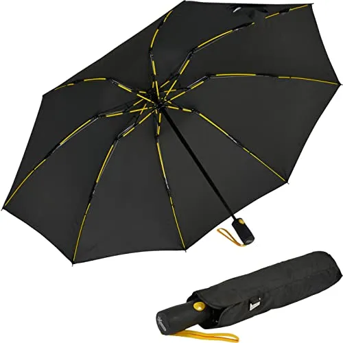 iX-brella Taschenregenschirm - Umgekehrt öffnender Fiberglas-Automatikschirm - Taschenschirme mit 106 cm Durchmesser, der nasse Seite nach innen klappt, schützt vor Nässe und spart Platz. Buntes Design und stabiler Fiberglasrahmen für optimalen Komfort.