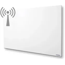 VASNER Citara M RX Funk Infrarotheizung 700 Watt - Heizkörper mit integriertem Funk Thermostat-Empfänger für einfache Installation, ideal für Wohnräume und Nassräume dank IP44 Schutz. Modernes Design in Weiß und 5 Jahre Garantie vom deutschen Hersteller.